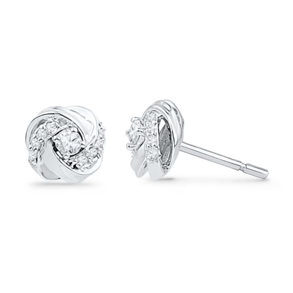 Zales Jewelry - 1/8 CT. T.W. Diamond Love Knot Stud Earrings in 20K White Gold